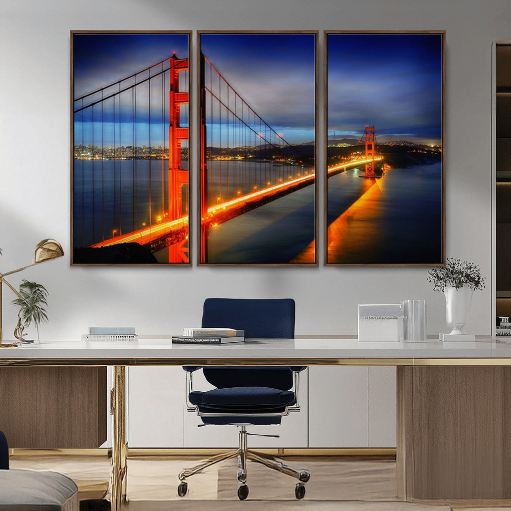 Large Wall Art San Francisco Canvas Print - Wonderful Golden Gate Bridge at Twilight