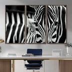 Zebra Wall Art | Zebra Close Up Canvas Print | Framed Black and White Wildlife