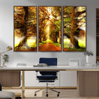 Sunshine in Forest and Trees Wall Art Canvas Print