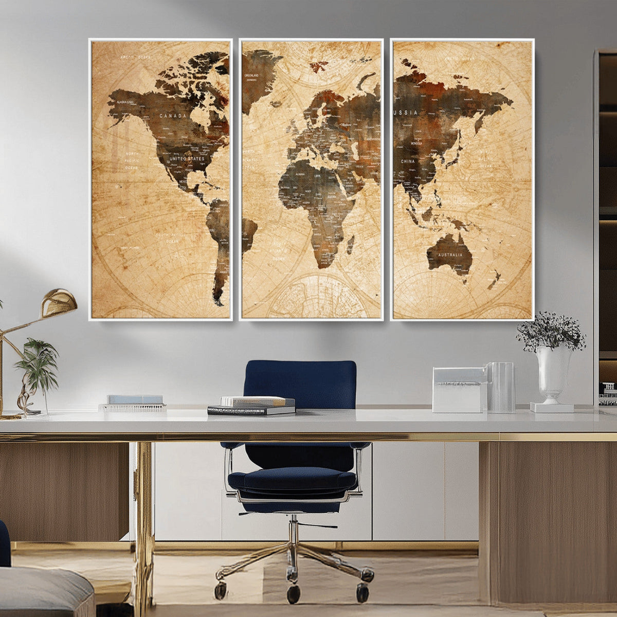 Push Pin World Map Canvas Print | Framed Travel Tracker Wall Art