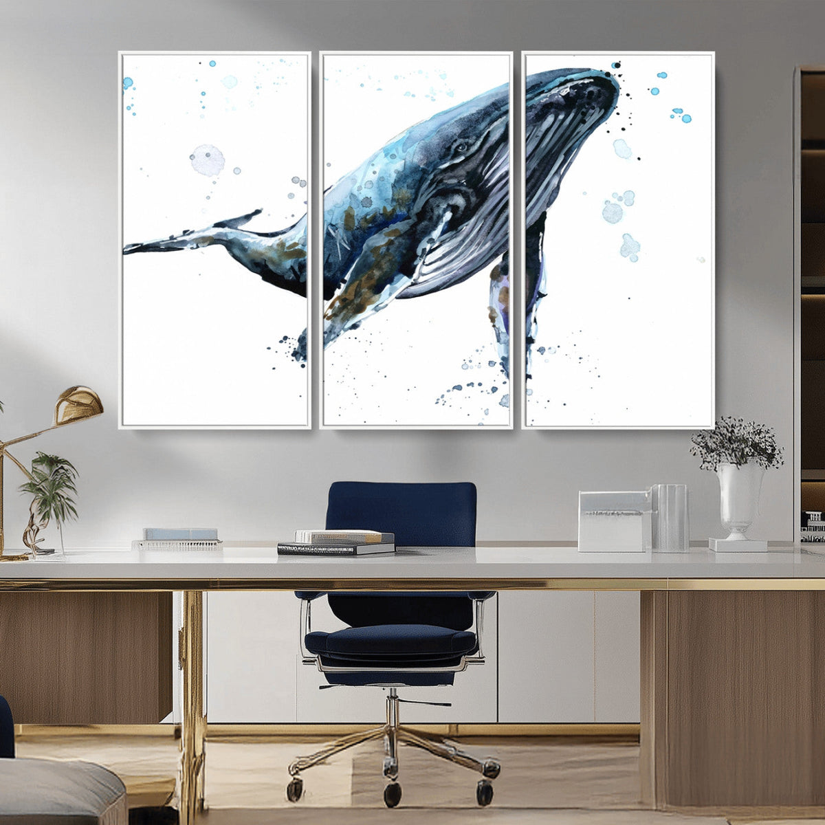 Watercolor Whale Wall Art Canvas Print