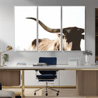 Texas Longhorn Wall Art Canvas Print, 3-Panel