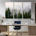 Forest Wall Art Canvas Print | Foggy Forest Wall Art | Pine Wood Forest Print
