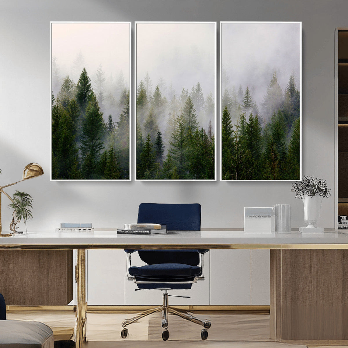 Forest Wall Art Canvas Print | Foggy Forest Wall Art | Pine Wood Forest Print