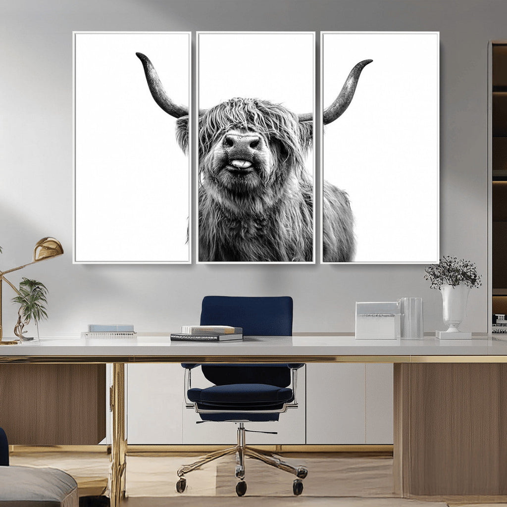 Fanny Scottish Highland Cow Cattle Art Print Farmhouse Wall Art Canvas Print