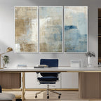 Abstract Blue and Beige Wall Art, Modern Minimalist Canvas Print Set