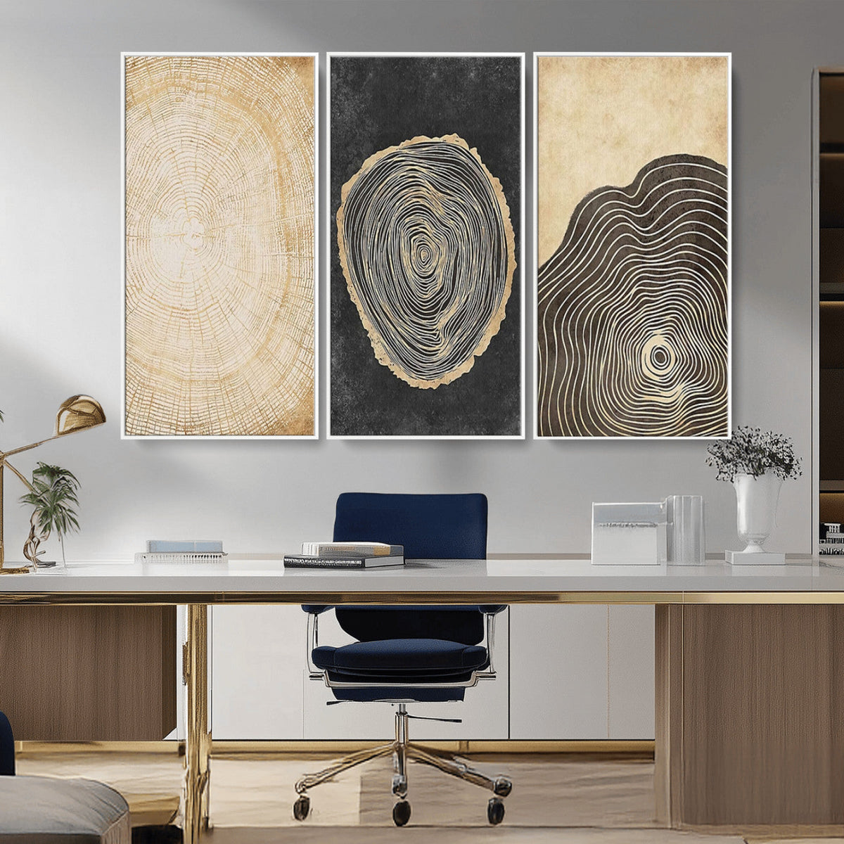 Tree Rings Canvas Wall Art Print, Minimalist Natural History in Modern Decor