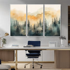Abstract Forest Print | Mountain Wall Art | Autumn Landscape Canvas Print