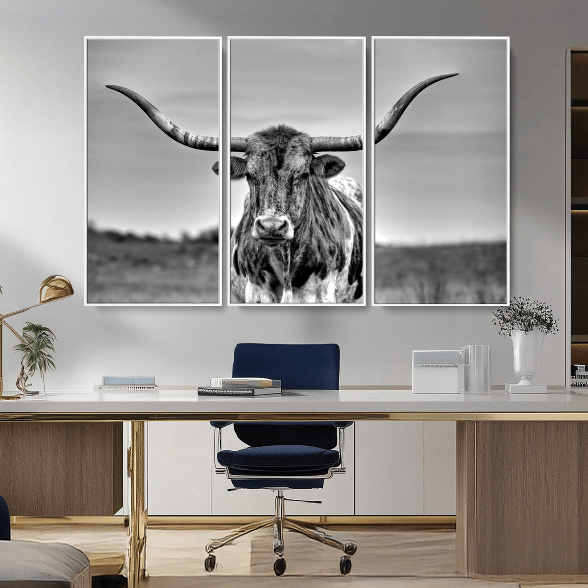 Texas Longhorn Cow Wall Art, Texas Longhorn Canvas, Cattle