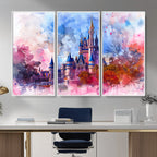 Disney Wall Art: Dreamy Watercolor Cinderella Castle Canvas Print