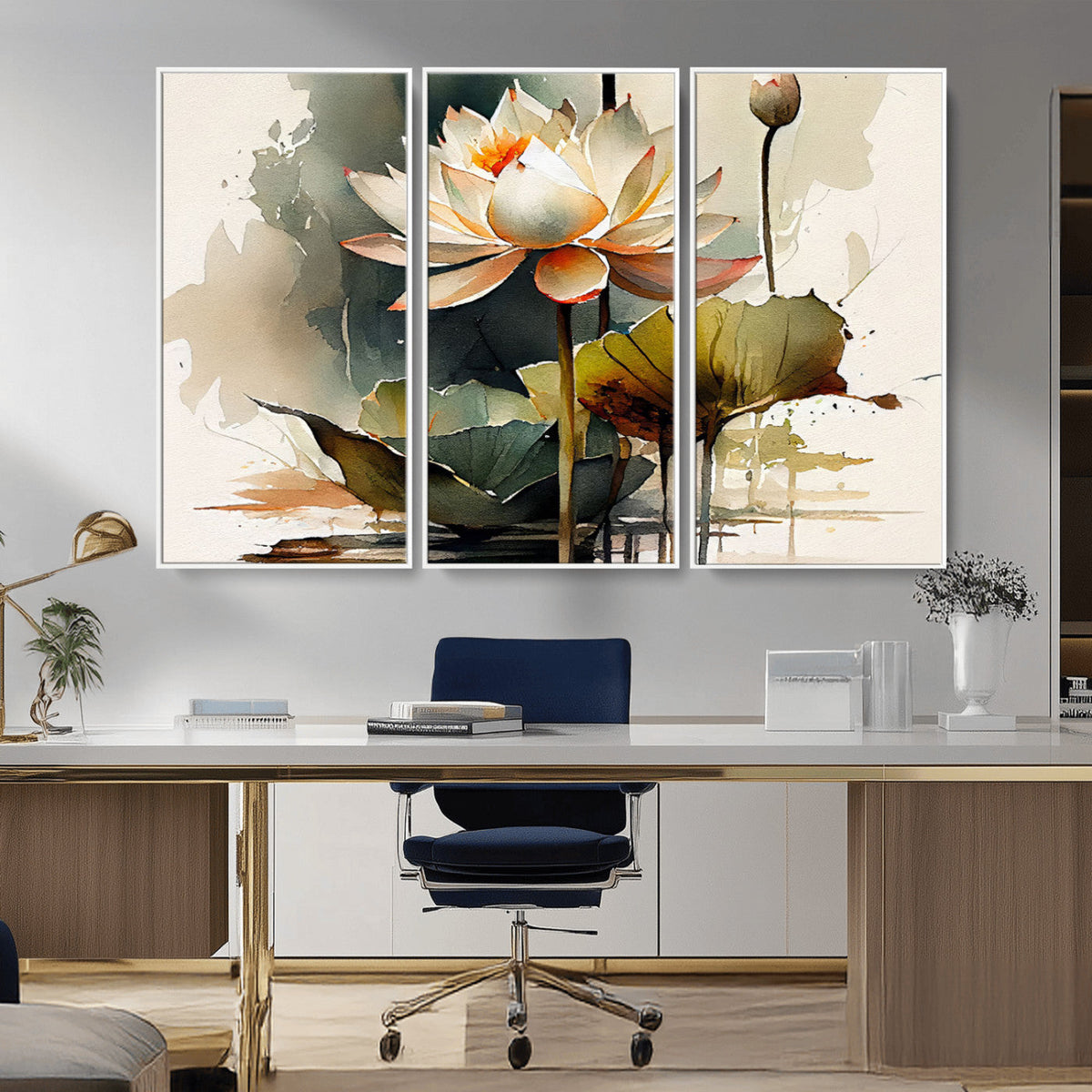 Lotus Flower Watercolor Canvas Print | A Symbol of Serenity and Growth in Soft Watercolors
