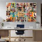 Abstract Art Collage Wall Art Canvas Print, Urban Graffiti Style