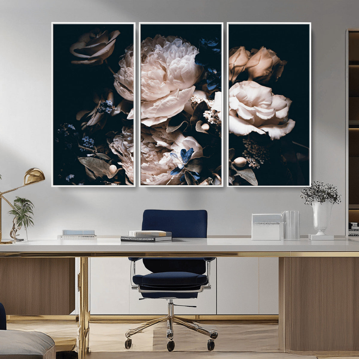Pink Peonies Flowers Large Canvas Art Print