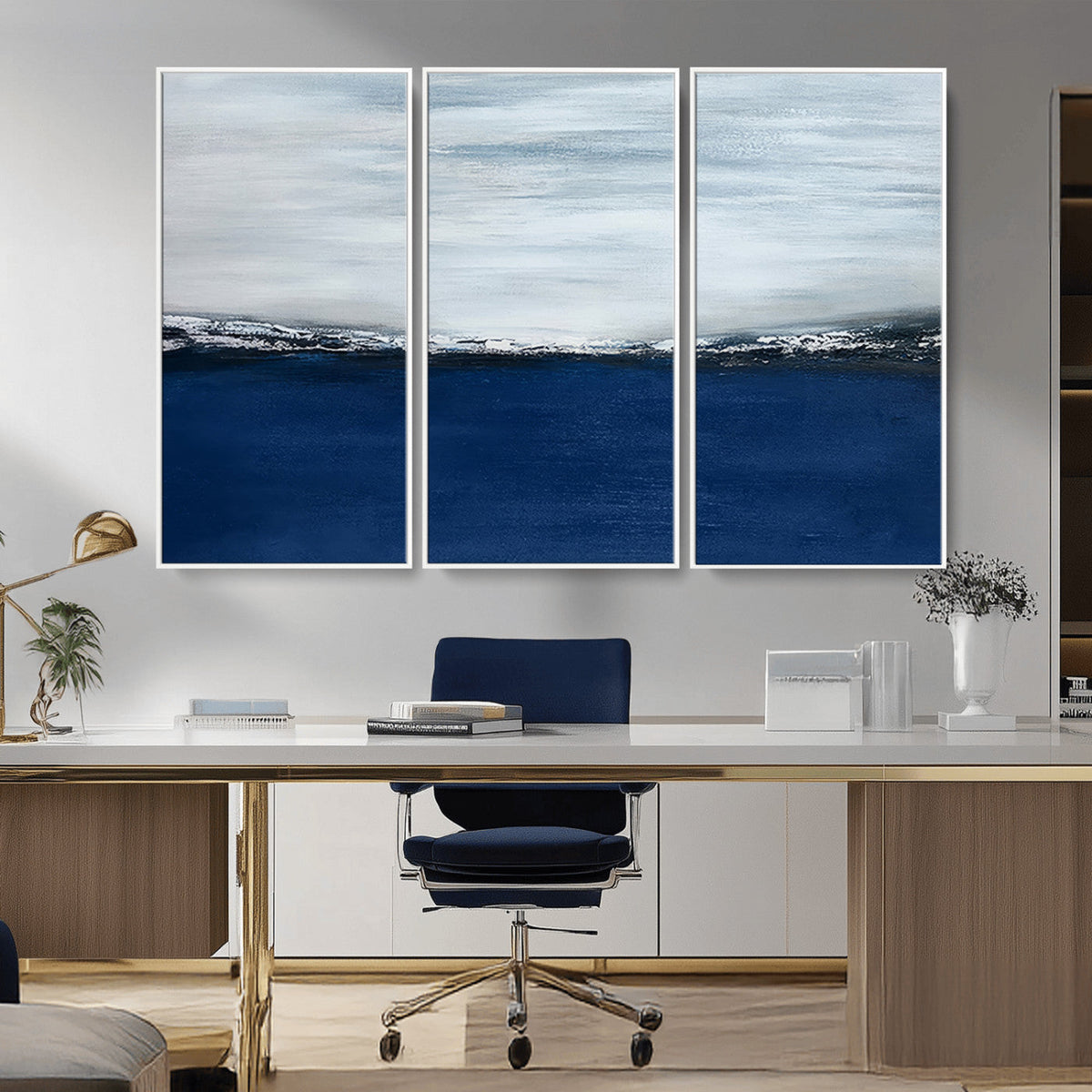 Navy Blue Abstract Wall Art Canvas Print