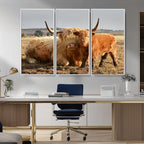 Highland Cow Canvas Wall Art Animal Print for Farm House Decor