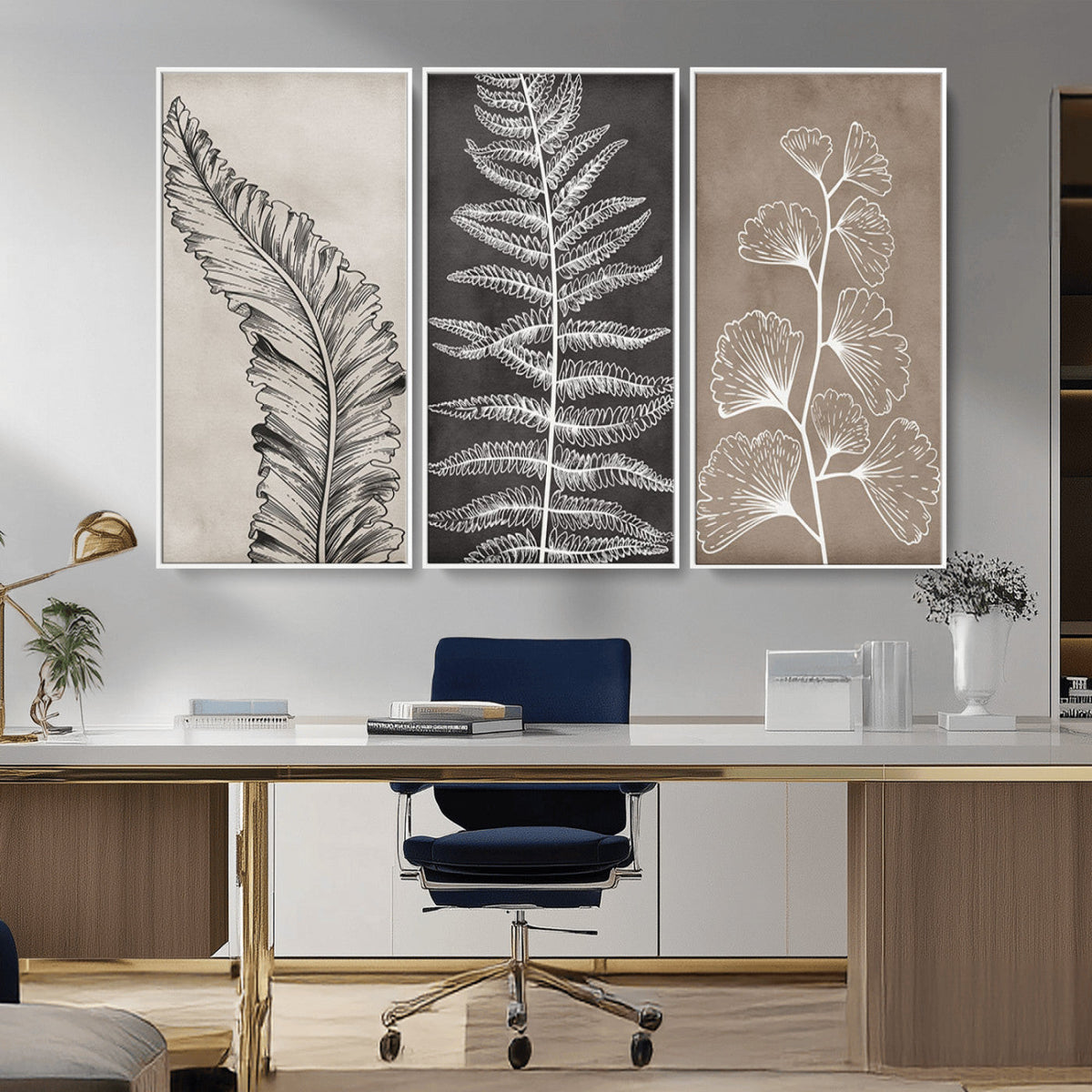 Minimalist Botanical Wall Art Canvas Print, Framed and Ready to Hang