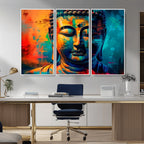Colorful Buddha Wall Art | Framed Abstract Portrait Canvas