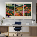 Yayoi Kusama Abstract Print, Vibrant Floral Mountain Art