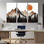 Modern Abstract Mountain Canvas Wall Art Print
