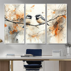 Beautiful Birds Wall Art | Framed Watercolor Branch Canvas