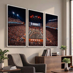 Texas Stadium Night Game Wall Art Canvas Print, Vibrant Football Fireworks Scene