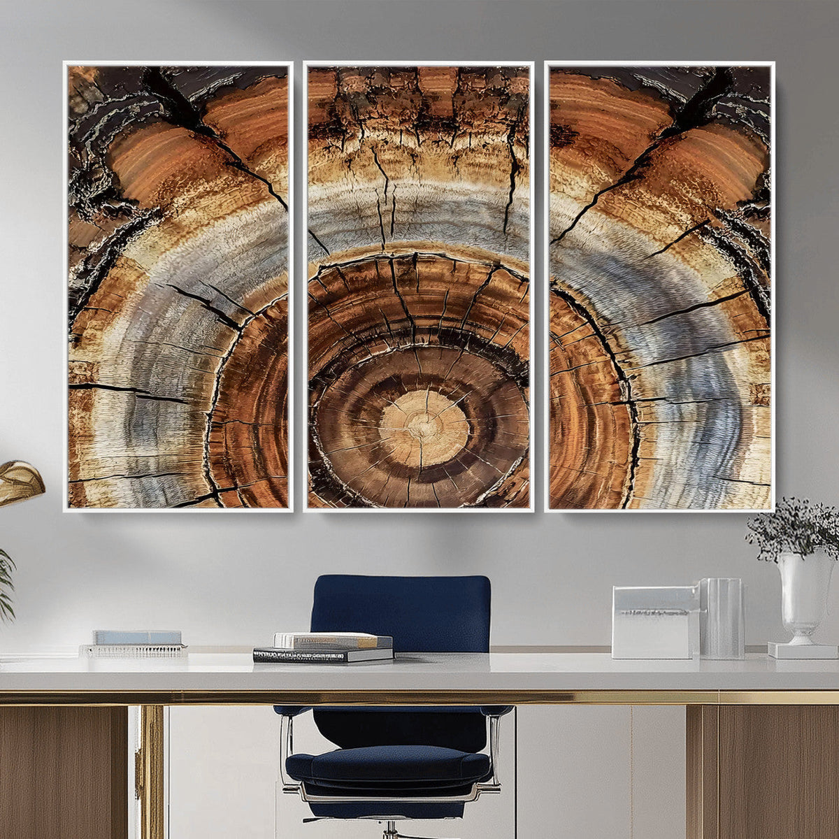 Tree Rings Wall Art Canvas Print, Rustic Wood Grain