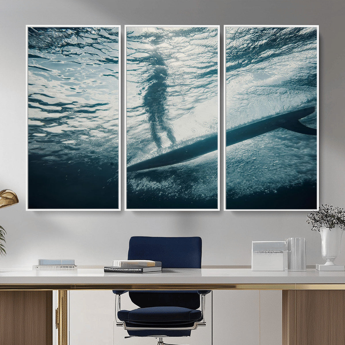 Underwater Surf Wall Art | Framed Ocean Wave Canvas Artwork