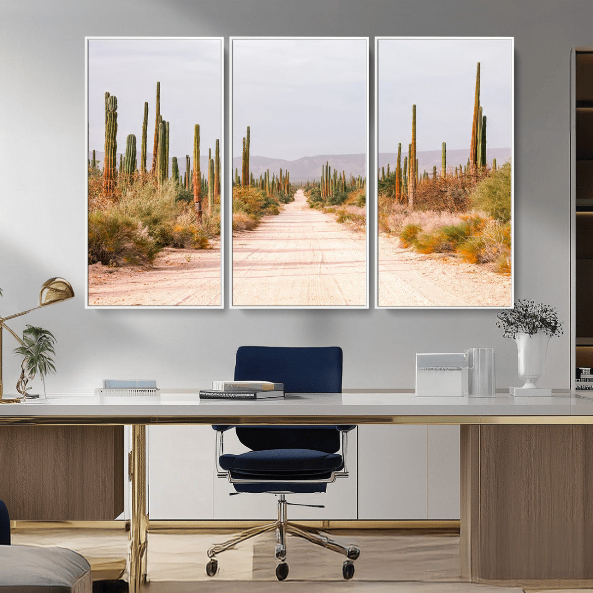Desert Cactus Wall Art | Framed Southwestern Canvas Artwork