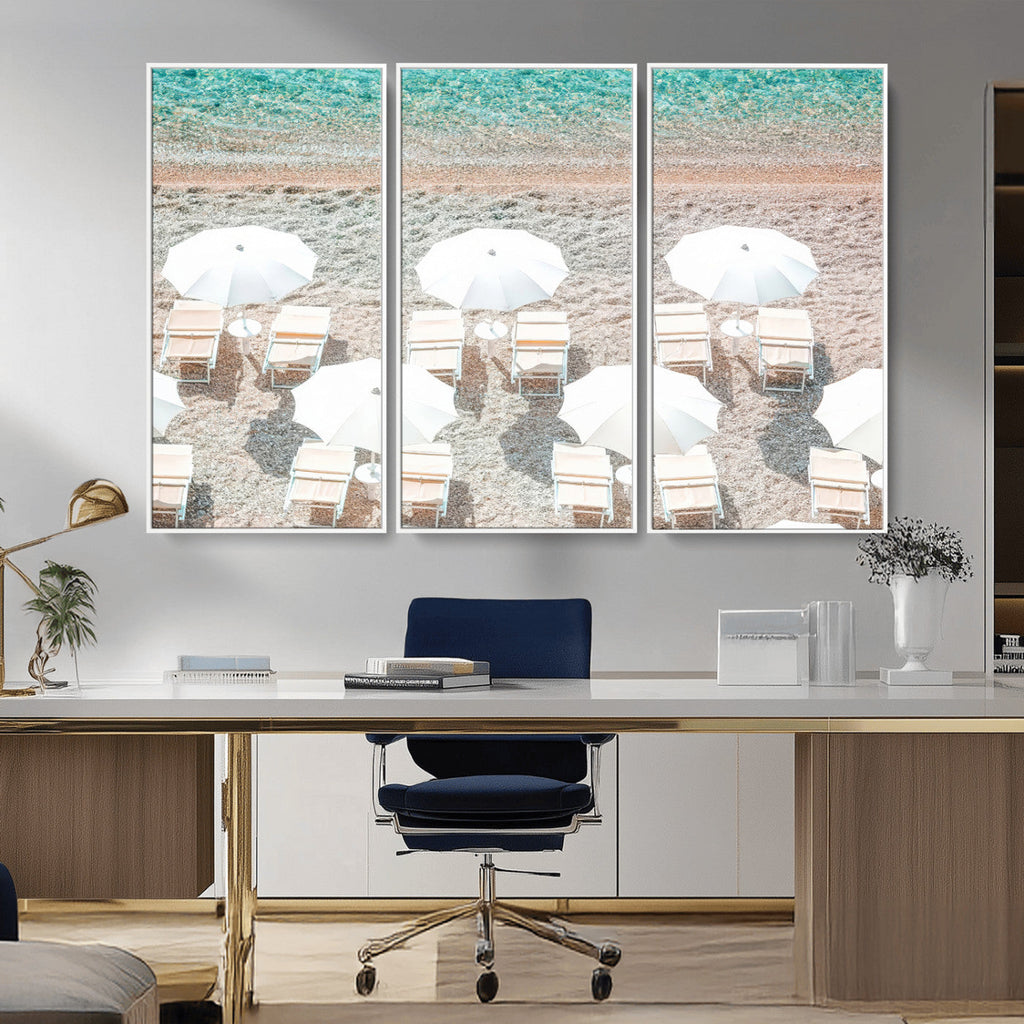 Calm Beach Wall Art | Framed Turquoise Water Canvas Artwork