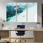 Minimal Beach Wall Art | Framed Ocean Swimming Canvas