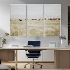 Bison Herd Wall Art Canvas Print, Framed Western Ranch Nature Scene