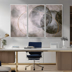 Abstract Grey Gold Wall Art | Modern Geometric Canvas