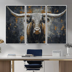 Rustic Bull Wall Art Canvas Print, Longhorn Wall Decor