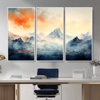 Warm Clouds Abstract Mountain Wall Art, Modern Landscape Canvas Print