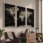 Detailed World Map Wall Art Print | Large Framed World Map Canvas