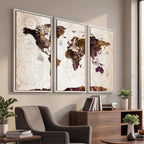 Blue Watercolor World Map Canvas Print | Framed Modern Wall Art