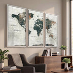 World Map Canvas Print | Framed Travel Map Wall Art for Couples