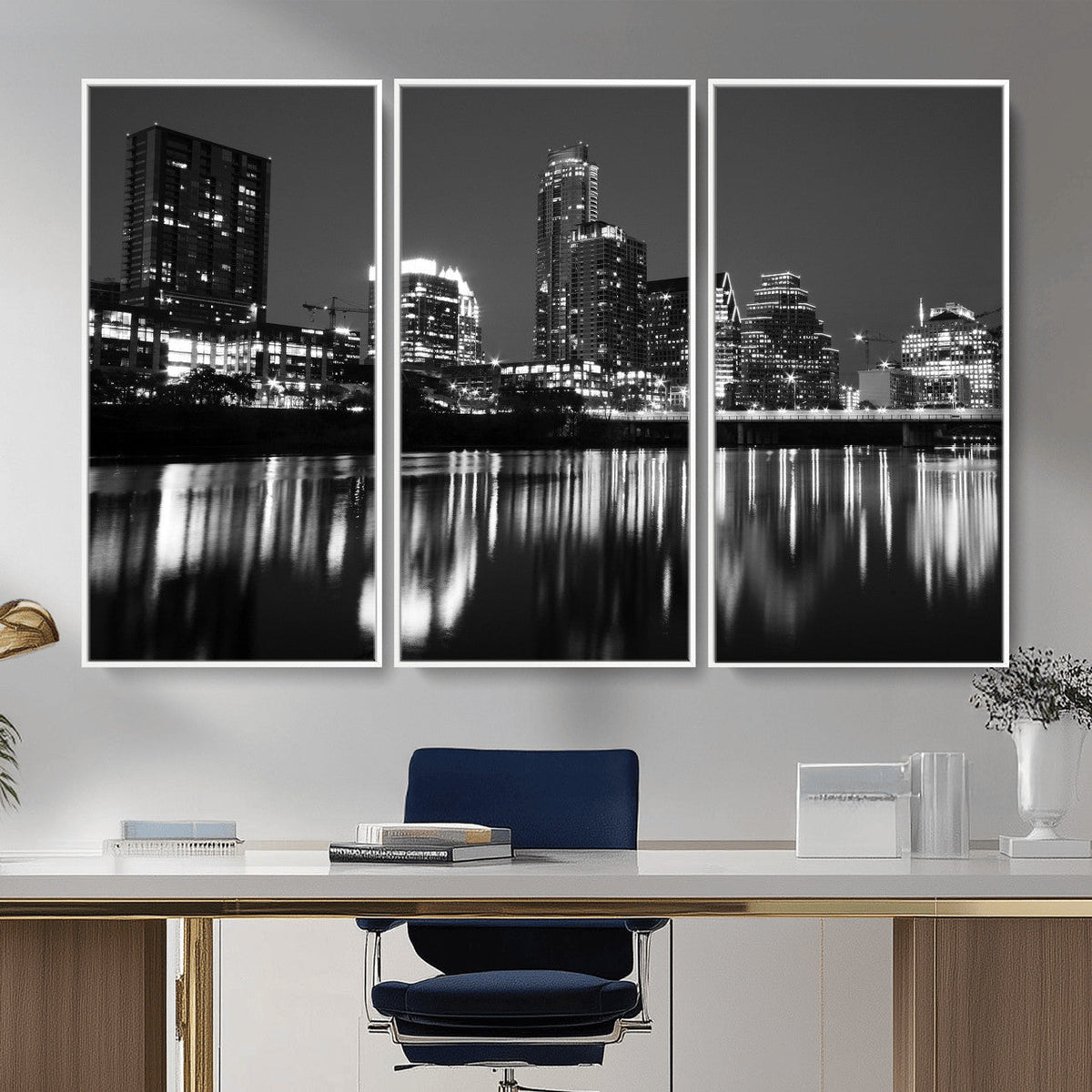 Austin Skyline Wall Art Canvas Print, Austin Downtown Night Cityscape
