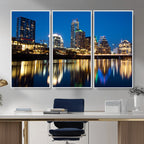 Austin Skyline Wall Art Canvas Print, Austin Downtown Night Cityscape