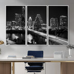 Austin Skyline Wall Art Canvas Print, Austin Downtown Night Cityscape