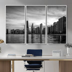 Chicago Wall Art Canvas Print, Chicago City Downtown Night Cityscape