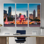 Chicago Wall Art Canvas Print - Chicago City Downtown Night Cityscape