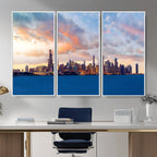 Chicago Wall Art Canvas Print - Chicago City Downtown Night Cityscape