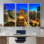 Chicago Wall Art Canvas Print - Chicago City Downtown Night Cityscape
