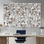 Abstract Texas Cow Wall Art Canvas Print, Farm Longhorn Art for Cabin Decor