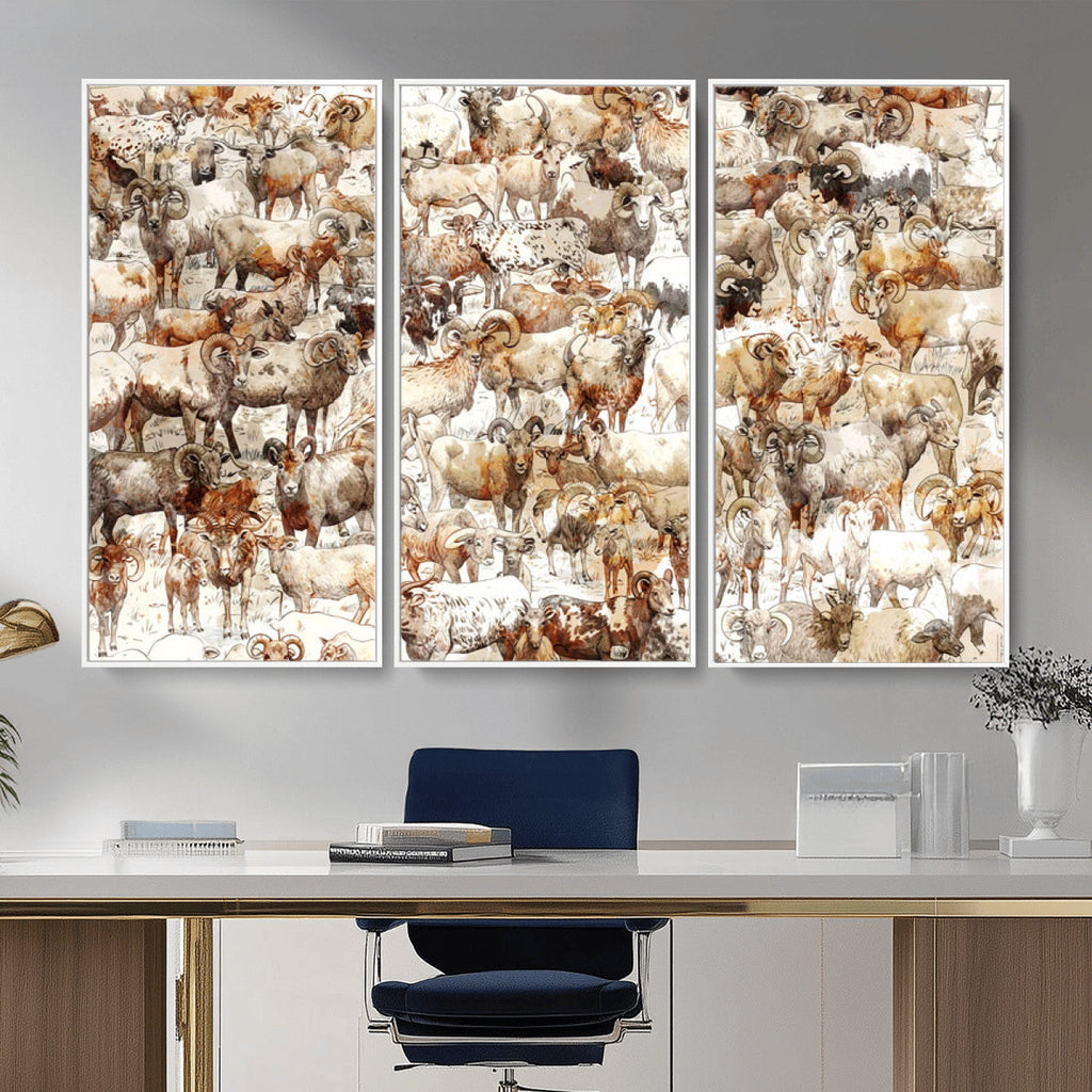 Farmhouse Bighorn Sheep Wall Art Canvas Print