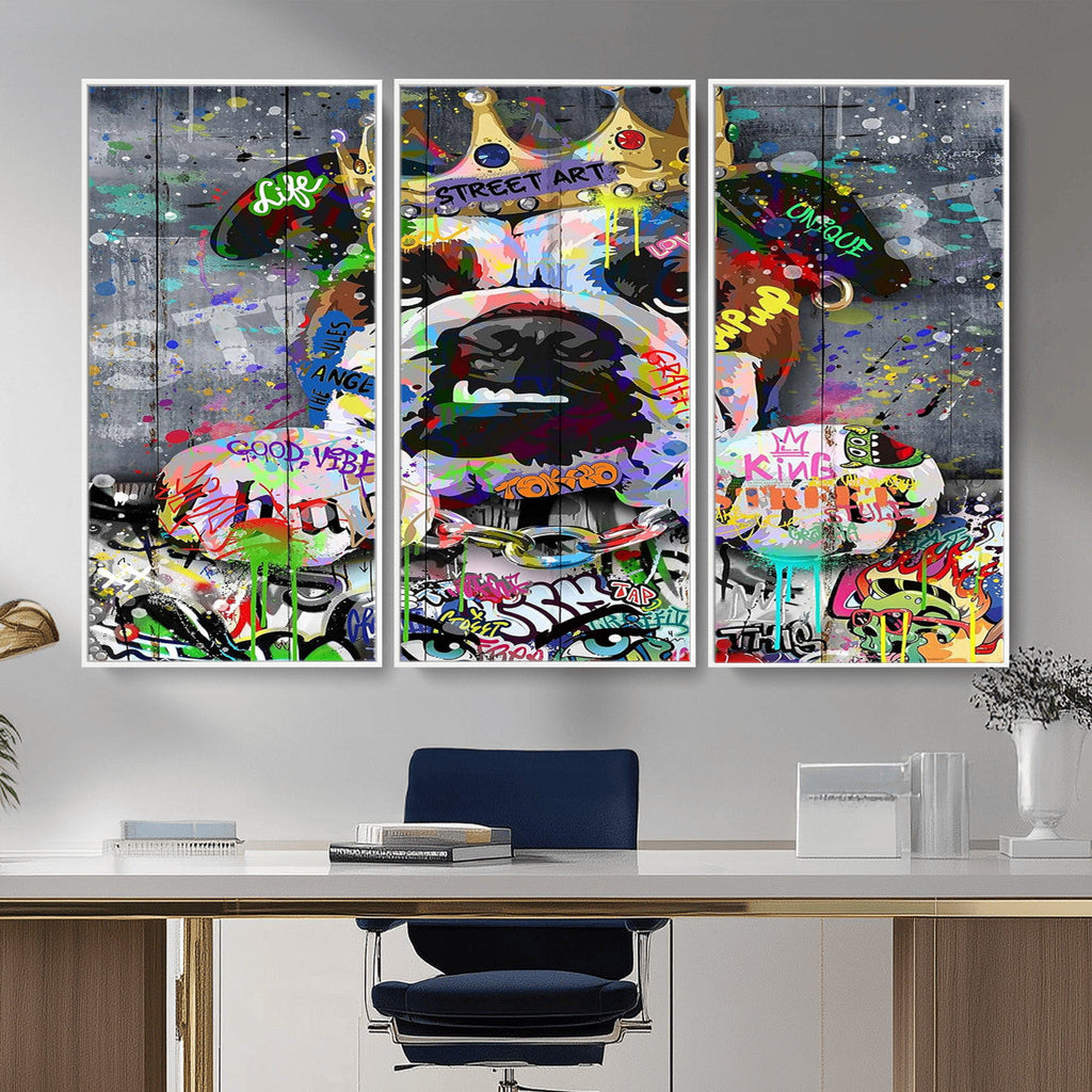 Graffiti Dog Wall Art Decor for Teen Bedroom | Abstract Graffiti Animal Canvas