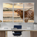 Texas Longhorn Wall Art Canvas Print, Western Ranch Bull Photography