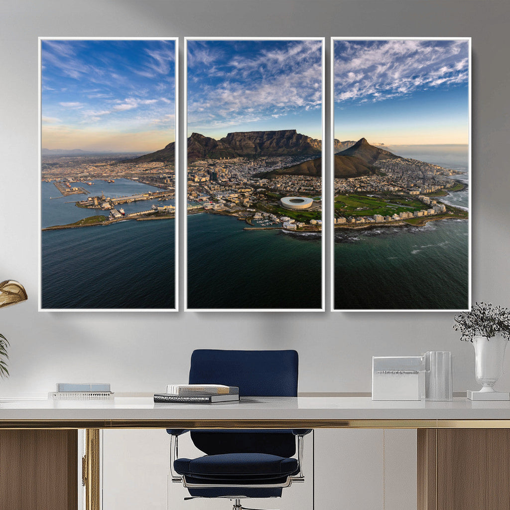 Cape Town Wall Art Canvas Print | Table Mountain Coastal Skyline Panorama
