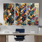 Geometric Abstract Wall Art Canvas Print, Orange Blue